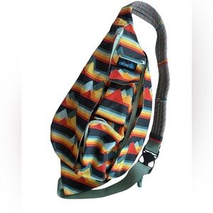 KAVU Mountain Rainbow stripe Rope sling bag crossbody backpack hiking travel